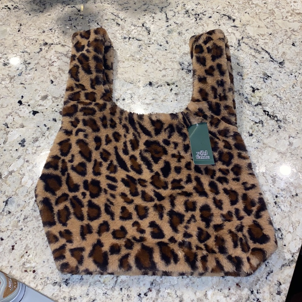 Fur Leopard handbag purse - Picture 3 of 5